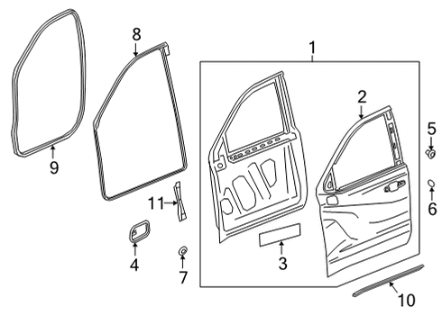 2021 Chevy Silverado 2500 HD Door & Components Diagram