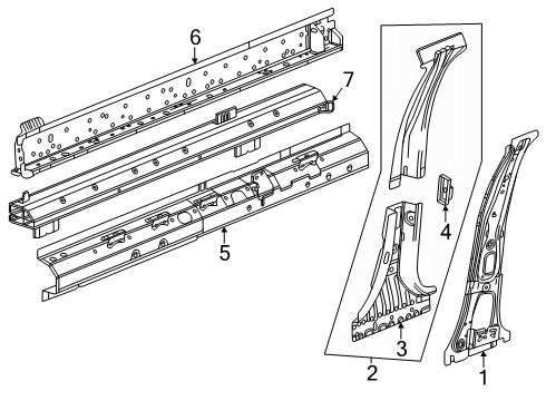 2024 Chevy Equinox EV Center Pillar & Rocker Diagram