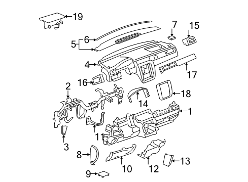 2008 Chevy Tahoe Knee Bolster, Titanium Diagram for 15856687