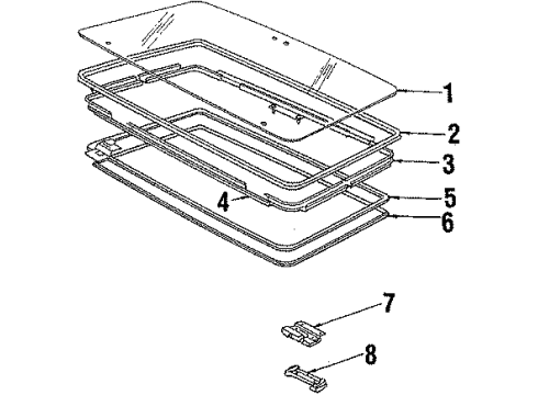 1985 Pontiac J2000 Sunbird Vent Glass & Hardware Diagram
