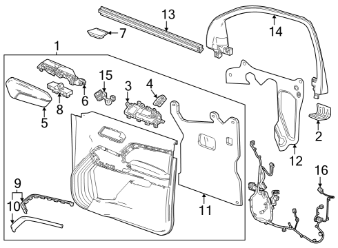 2023 Chevy Colorado Interior Trim - Front Door Diagram
