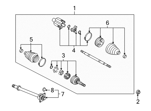 2016 Buick Enclave Inner CV Joint, Front Driver Side Diagram for 15855622