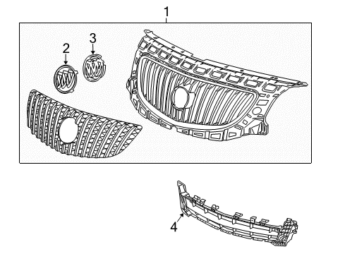 2013 Buick Regal Grille & Components Diagram