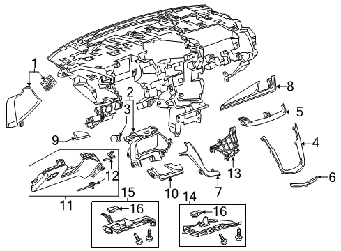 2014 Cadillac ELR Instrument Panel Components Diagram