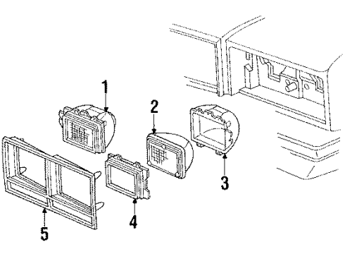1985 Pontiac Bonneville Headlamp Components Diagram