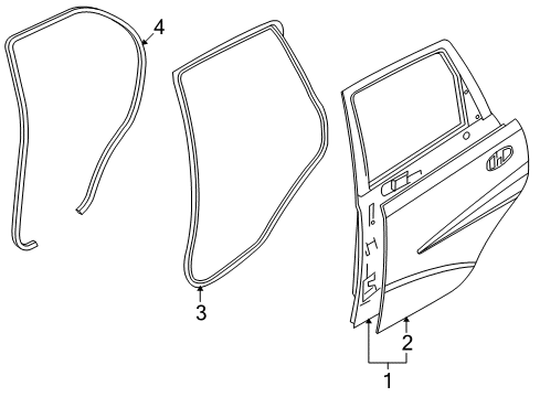 2009 Pontiac G3 Surround Weatherstrip, Black Diagram for 96692849