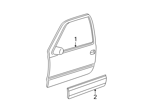 2002 Cadillac Escalade EXT Exterior Trim - Front Door Diagram