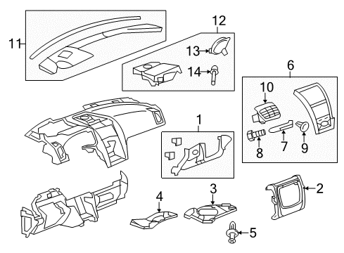 2009 GMC Acadia Center Bezel Bracket Diagram for 20829320