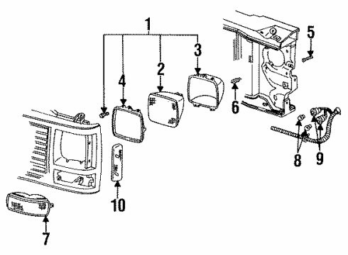 1997 Chevy C2500 Suburban Headlamp Components Diagram