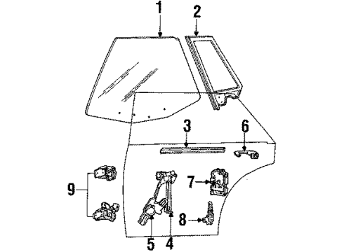 1985 Cadillac Seville Glass - Door Diagram