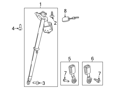 2025 Cadillac XT6 Third Row Seat Belts Diagram