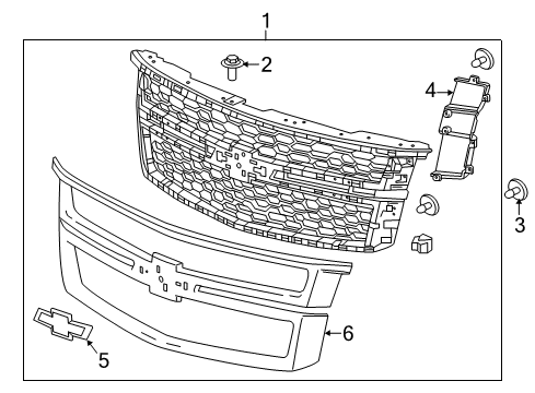 2015 Chevy Suburban Grille & Components Diagram