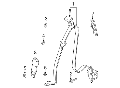 2005 Pontiac Aztek Buckle End Nut Diagram for 12531799