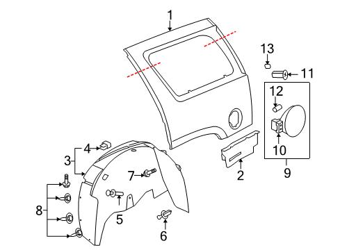 2012 Chevy Tahoe Quarter Panel & Components Diagram