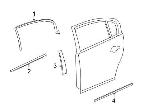 2010 Buick Lucerne Exterior Trim - Rear Door Diagram