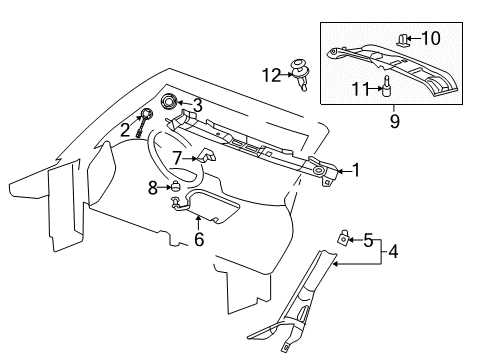 2005 Chevy Corvette Sunvisor, Passenger Side Diagram for 23142245