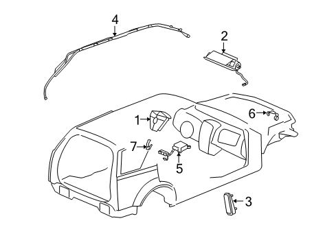 2009 Cadillac SRX Air Bag Components Diagram