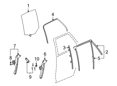 2003 Saturn Vue Glass - Door Diagram