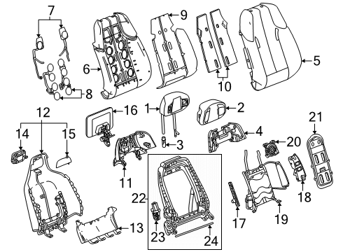 2025 Cadillac ESCALADE IQ Passenger Seat Components Diagram