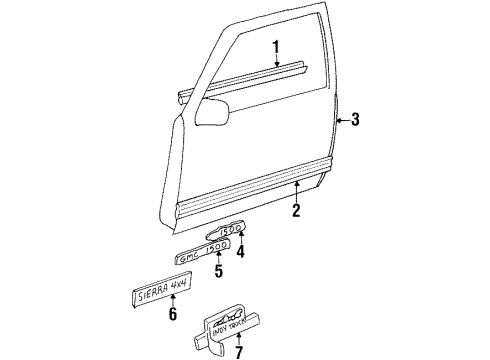 1993 Chevy K3500 Exterior Trim - Front Door Diagram