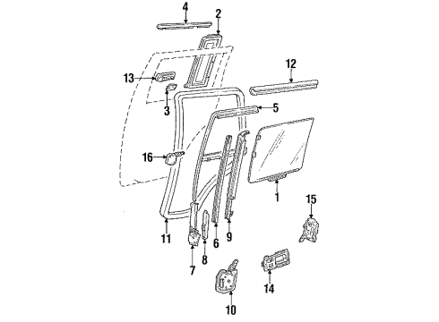 1992 Chevy S10 Blazer Glass - Door Diagram
