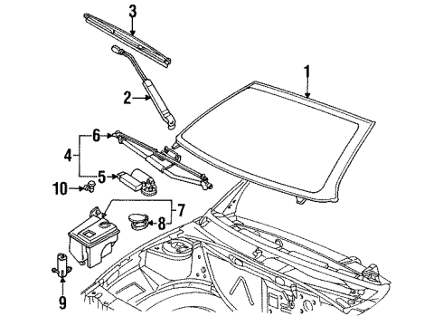1995 Saturn SL2 Glass - Windshield Diagram