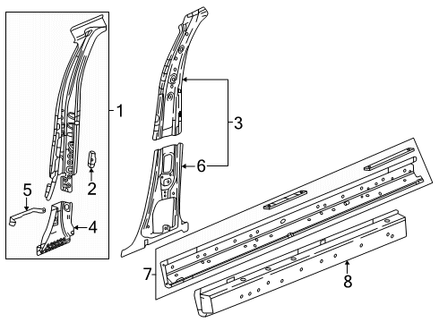 2025 GMC Acadia Panel, Door Opening Rocker Panel Diagram for 26468414