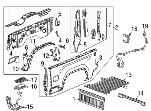 2021 Chevy Silverado 2500 HD Pick Up Box Components Diagram