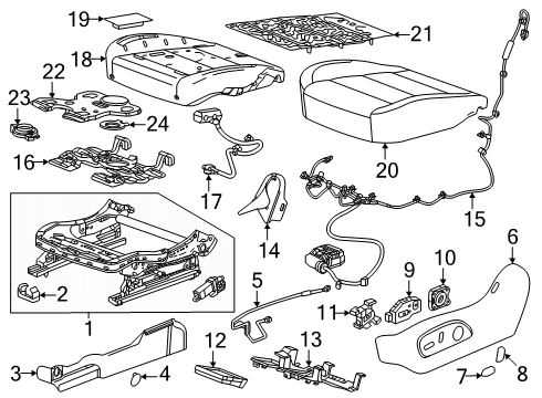 2024 GMC Sierra EV Driver Seat Components Diagram