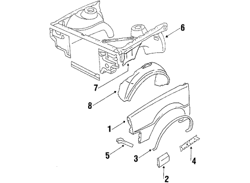 1984 Pontiac Phoenix Fender & Components Diagram