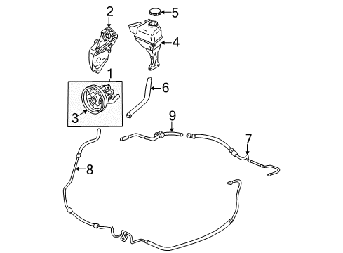 2004 Cadillac CTS Power Steering Pump Diagram for 25756609