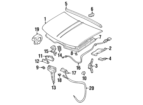 1993 Chevy K3500 Hood & Components Diagram