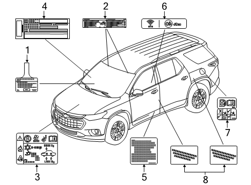 2024 Chevy Traverse Limited Information Labels Diagram