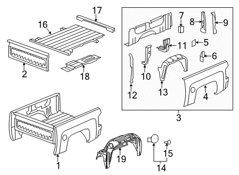 2013 Chevy Silverado 2500 HD Pick Up Box Components Diagram