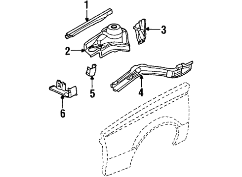 1987 Oldsmobile Firenza Structural Components & Rails Diagram