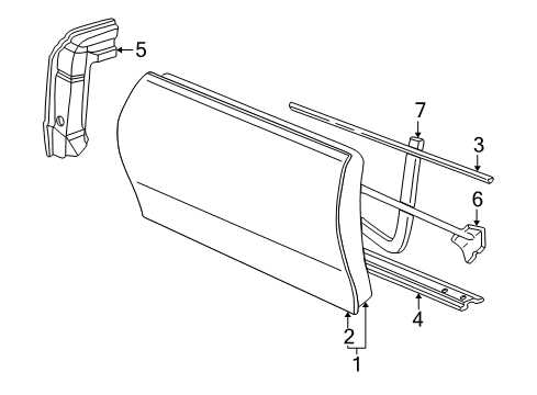 1996 Pontiac Sunfire Door Weatherstrip, Driver Side Diagram for 12364479