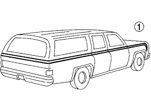 1986 GMC C2500 Suburban Stripe Tape, Front Diagram for 14070641