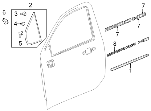 2021 GMC Sierra 2500 HD Exterior Trim - Front Door Diagram