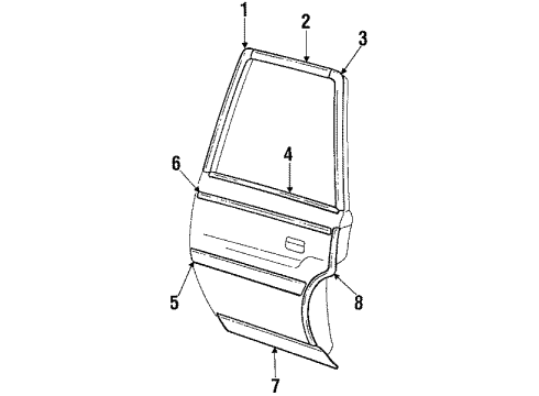 1984 Oldsmobile 98 Exterior Trim - Rear Door Diagram