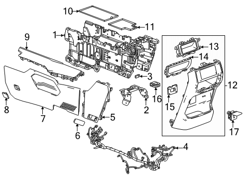 2024 Chevy Silverado EV Console Diagram