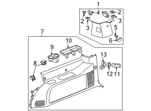 2011 Chevy Suburban 2500 Interior Trim - Quarter Panels Diagram