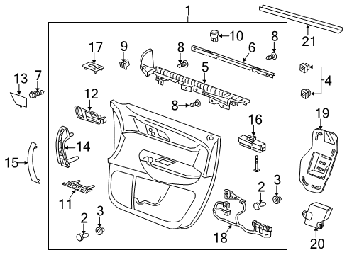 2013 Chevy Traverse Interior Trim - Front Door Diagram