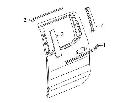 2024 Chevy Silverado 1500 Exterior Trim - Rear Door Diagram