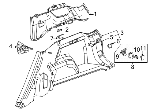2025 GMC Terrain Panel Assembly-Quarter Lower Rear Trim *Backen Blackk Diagram for 26490813