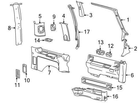 2001 Chevy Astro Interior Trim - Side Panel Diagram