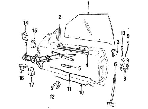 1988 Pontiac Sunbird Window Channel, Front Lower Passenger Side Diagram for 20498841