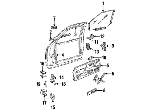1996 Chevy Tahoe Weatherstrip, Side Door Window Glass, Front Diagram for 15001925