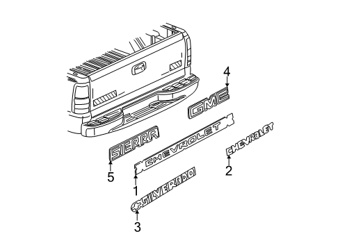 2005 Chevy Silverado 2500 HD Exterior Trim - Pick Up Box Diagram