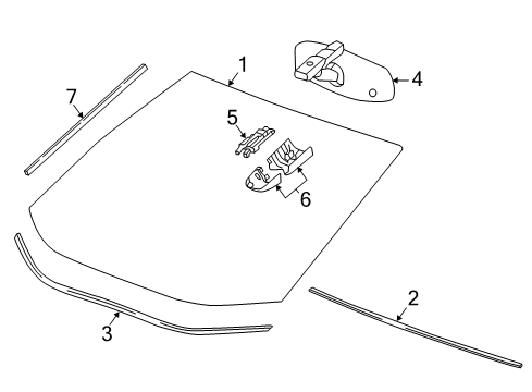 2016 Chevy Cruze Glass - Windshield Diagram