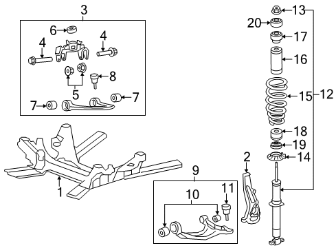 2009 Cadillac CTS Front Suspension Components Diagram 4 - Thumbnail